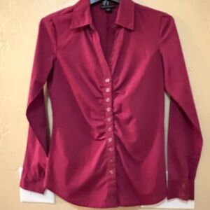 Elegant Red Button-Up Blouse